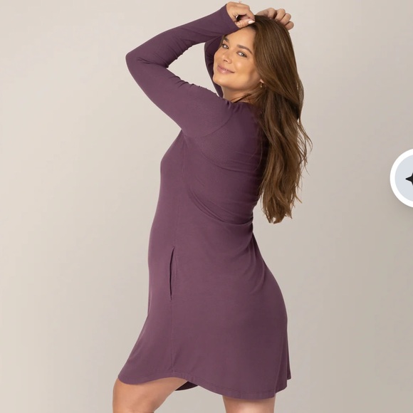 Kindred Bravely Riley Ribbed Bamboo Maternity & Nursing Nightgown Size Large - Picture 4 of 12